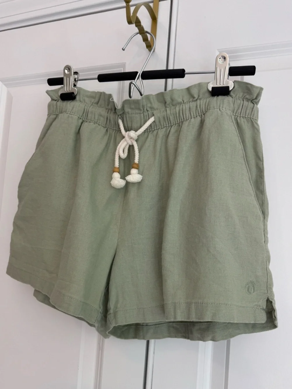 Hang Ten Light Sage Drawstring Linen-Blend Athletic Shorts